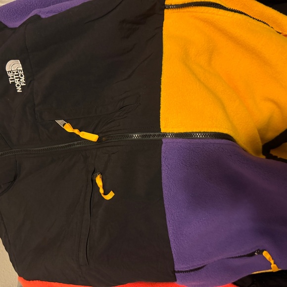 The North Face Black, Purple, and Yellow Bomber Jacket